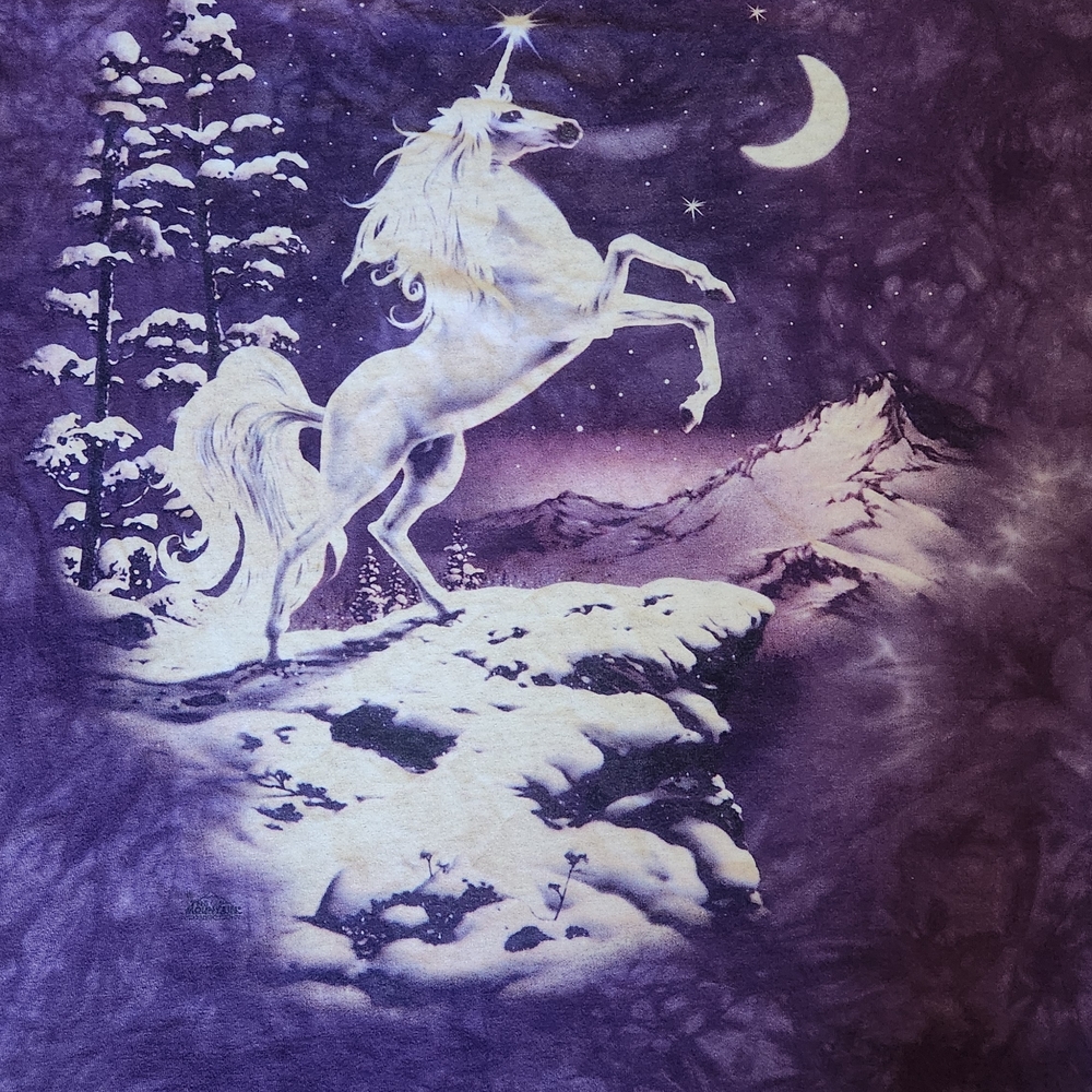 VTG THE MOUNTAIN UNICORN PURPLE Tie Dye TEE SHIRT y2k 90s SIZE XL - Picture 2 of 5